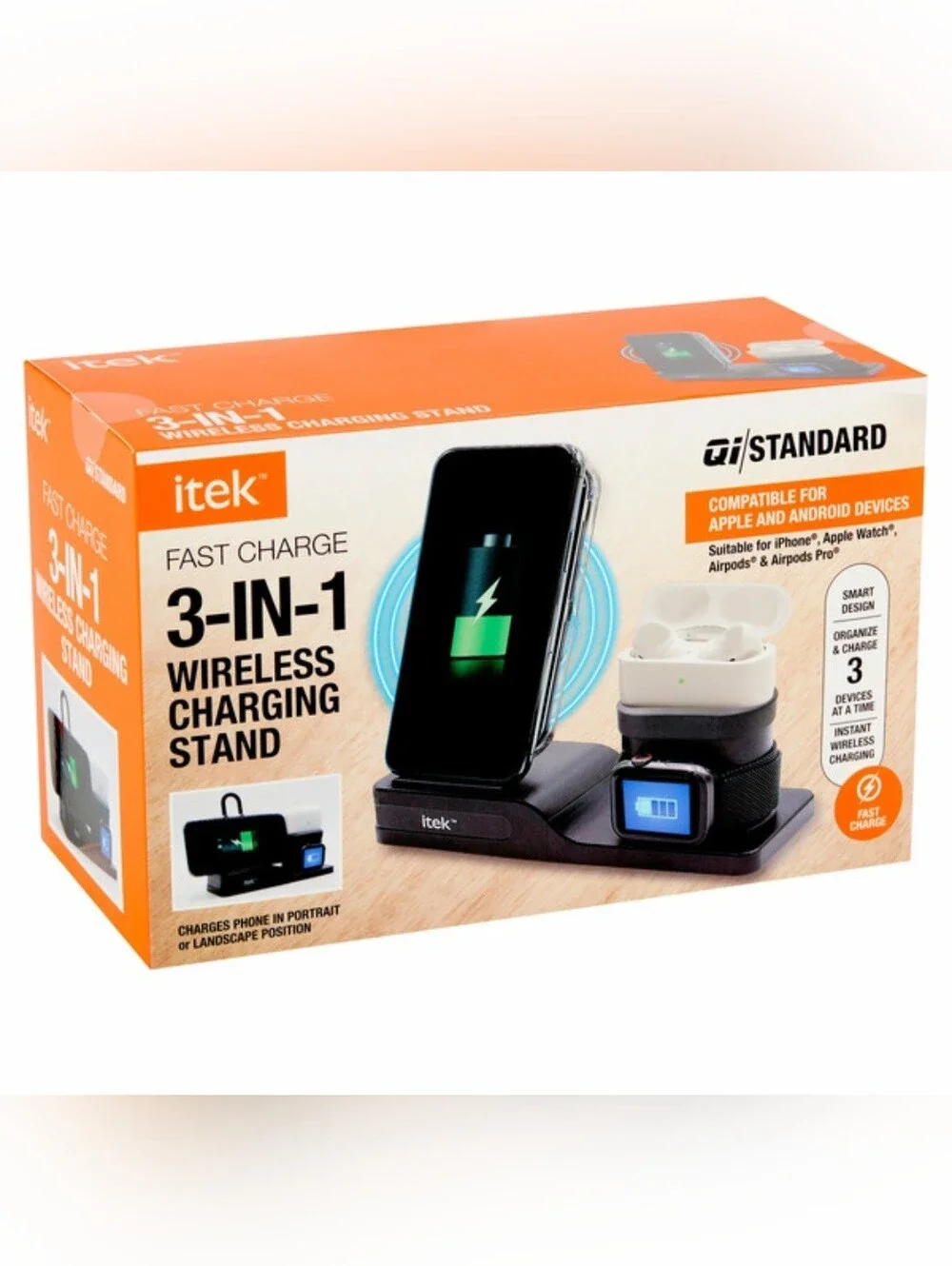 Itek Fast Charge 3-in-1 Wireless Charging Stand